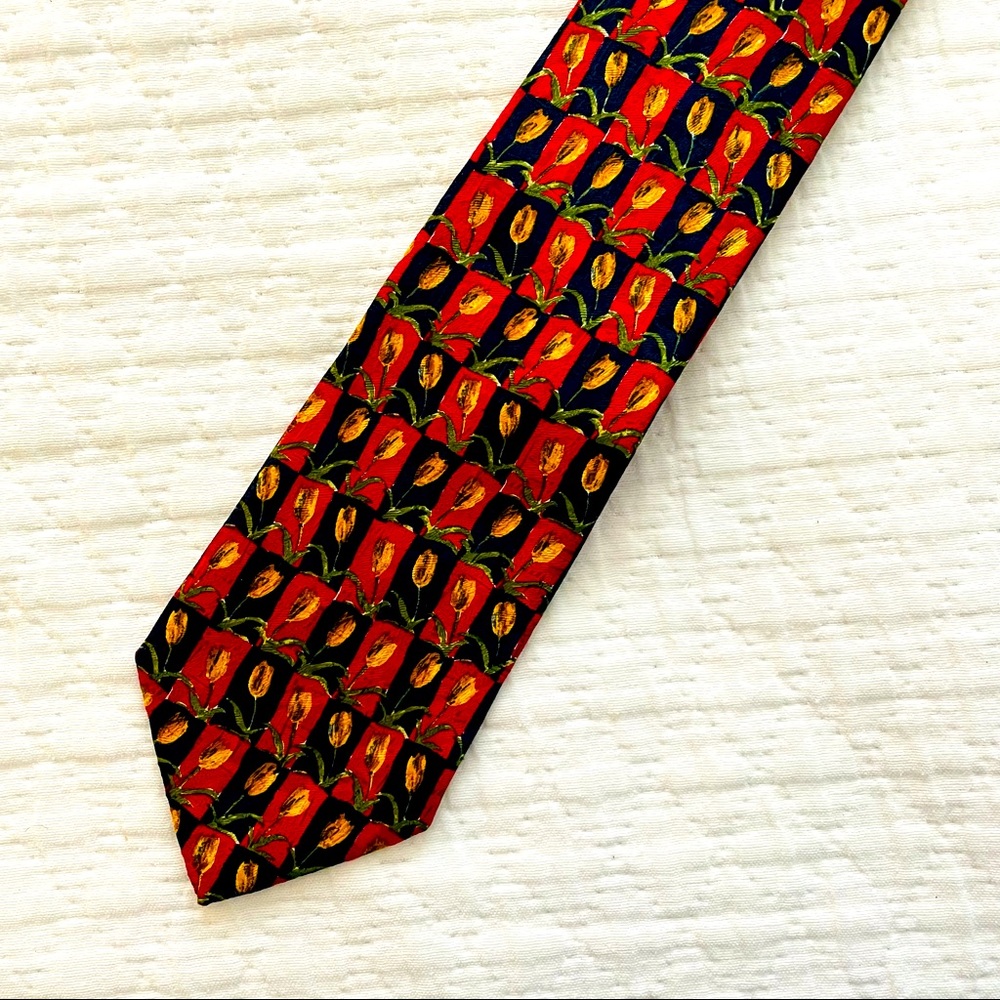 Ermenegildo Zegna Tulip Motif Tie Red Yellow Blue - image 3